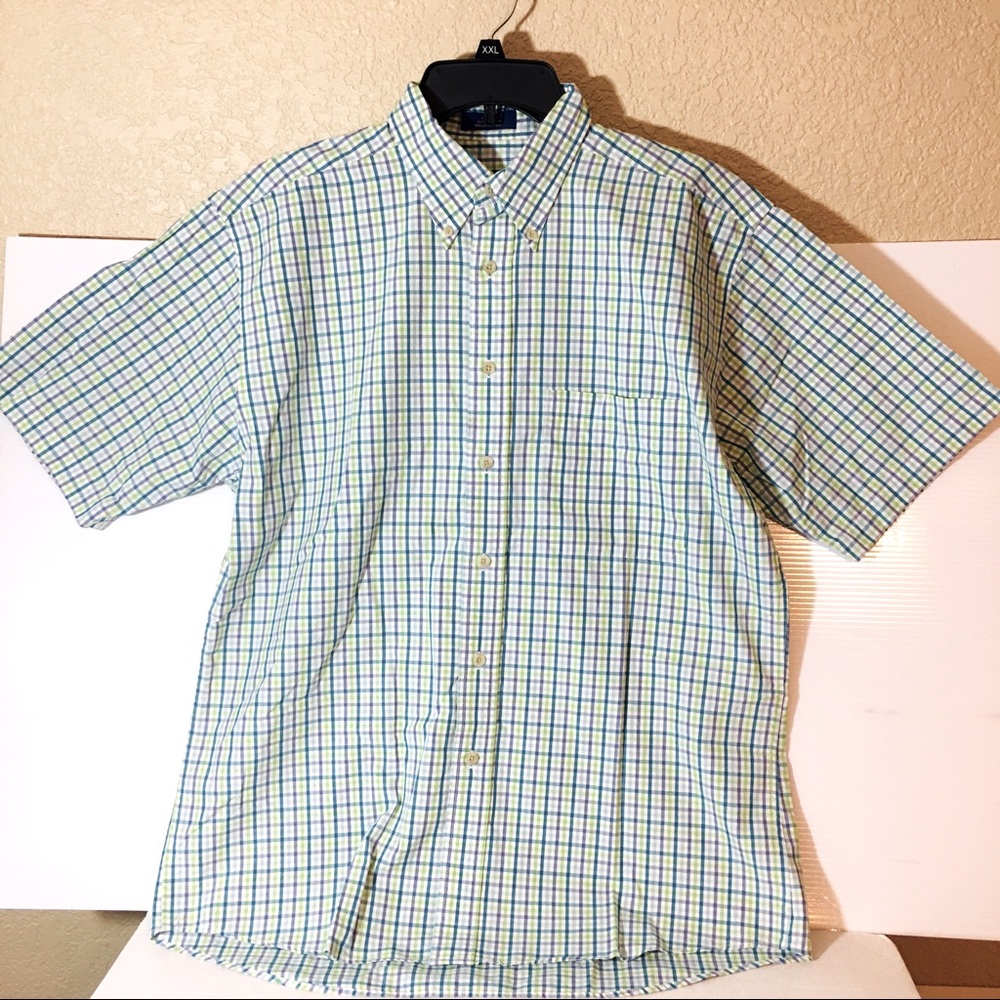 Pendleton Mens Short Sleeve Shirt Size Medium plaid stripe cotton multi colors